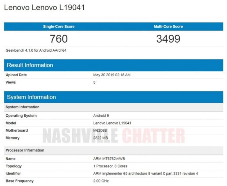 Lenovo A6 Geekbench 5