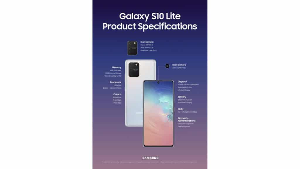 Spek Galaxy S10 Lite 
